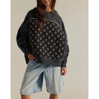 Petra - Women's Quilted Floral Panel Hoodie