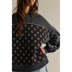 Petra - Women's Quilted Floral Panel Hoodie