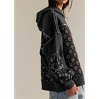 Petra - Women's Quilted Floral Panel Hoodie