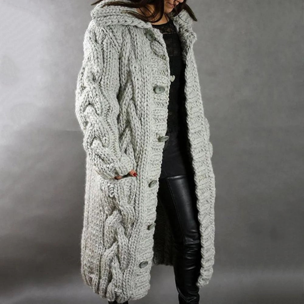 Rachel - Women's Oversized Cable-Knit Cardigan