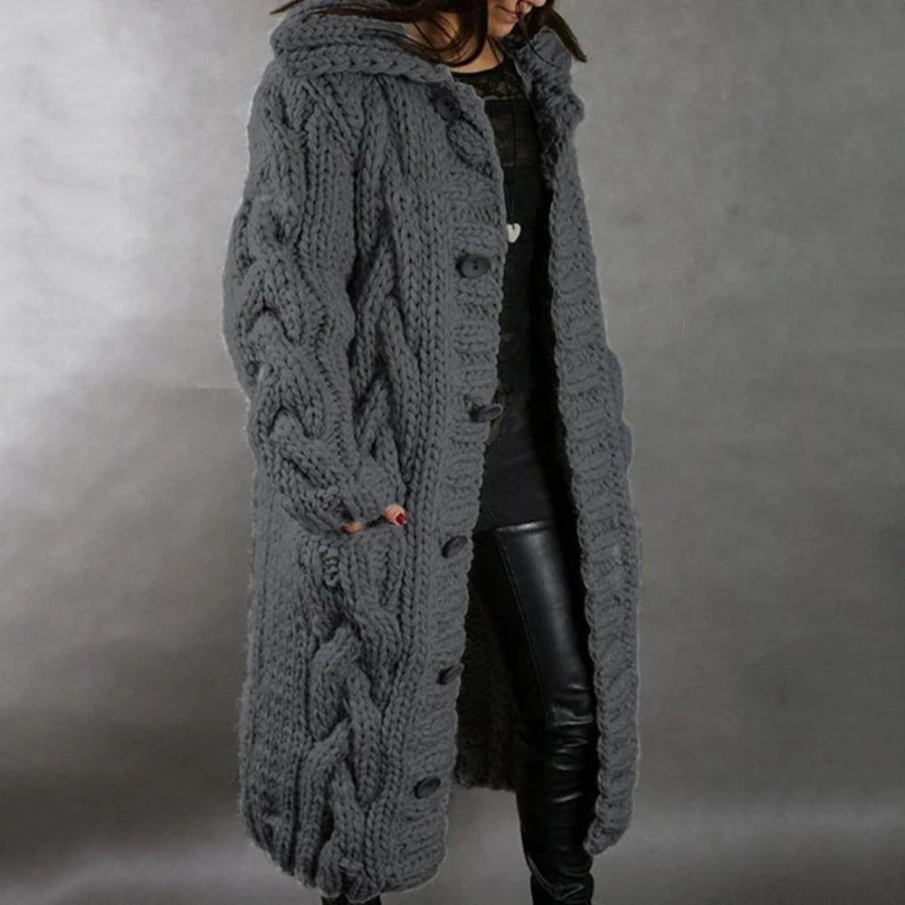Rachel - Women's Oversized Cable-Knit Cardigan