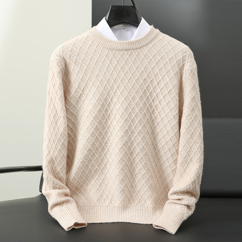 Raul - Men's Diamond-Quilted Crew-Neck Sweater