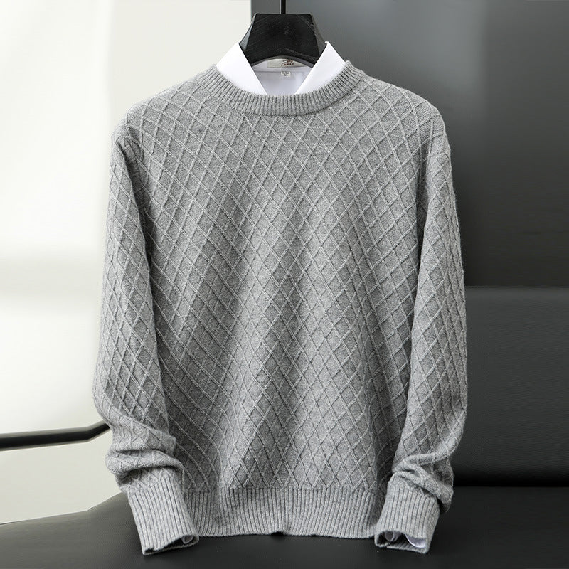 Raul - Men's Diamond-Quilted Crew-Neck Sweater