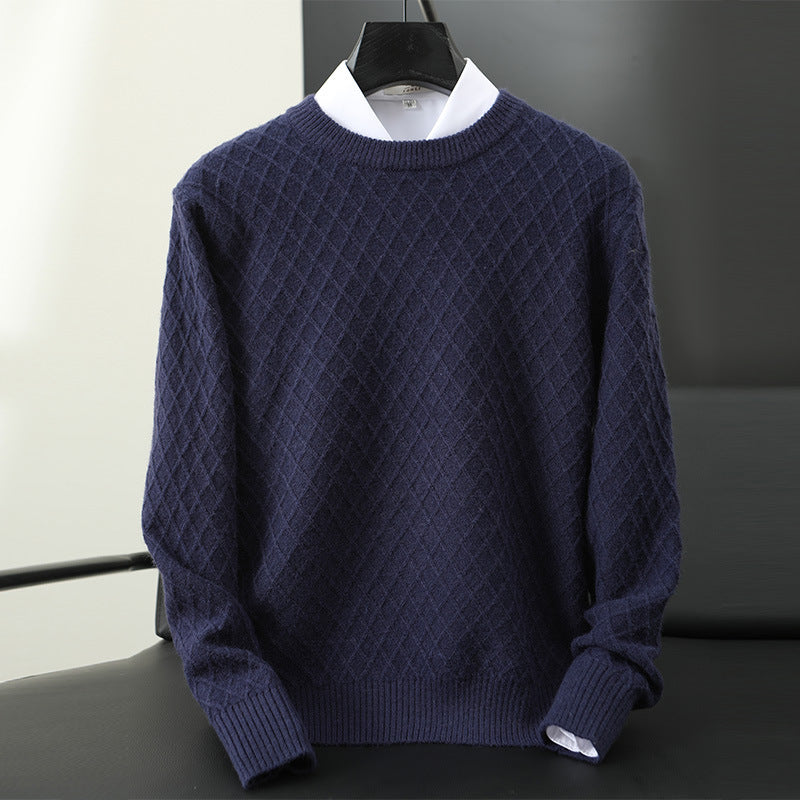 Raul - Men's Diamond-Quilted Crew-Neck Sweater