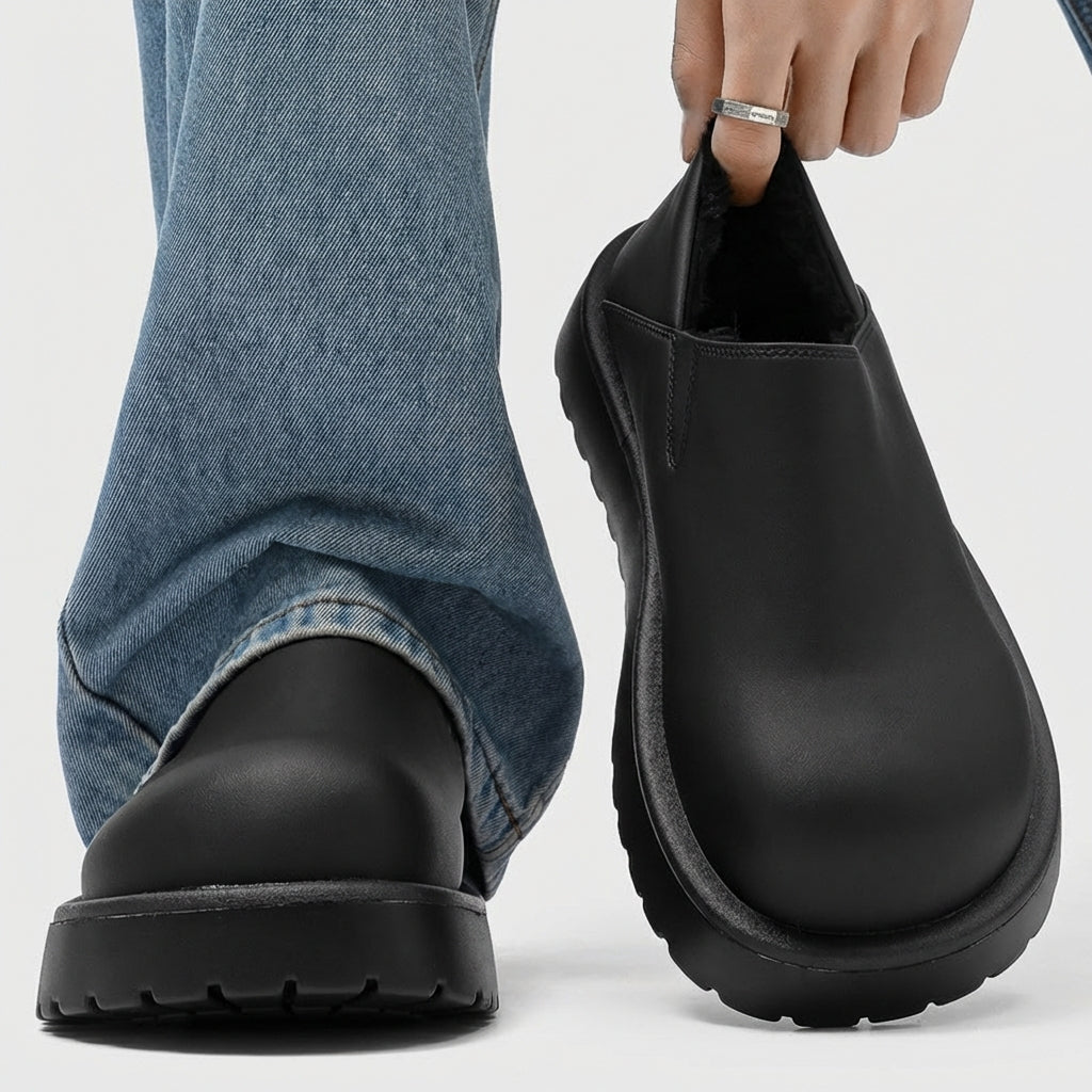 Reginald - Men's Matte Loafers with Plush Faux-Fur Lining
