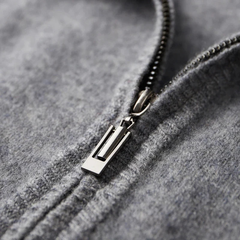 Riku - Men's Cashmere Zip Cardigan with Ribbed Trim