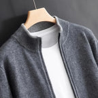 Riku - Men's Cashmere Zip Cardigan with Ribbed Trim