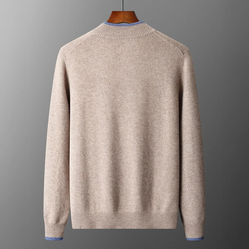 Riku - Men's Cashmere Zip Cardigan with Ribbed Trim