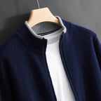 Riku - Men's Cashmere Zip Cardigan with Ribbed Trim