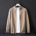 Riku - Men's Cashmere Zip Cardigan with Ribbed Trim