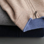 Riku - Men's Cashmere Zip Cardigan with Ribbed Trim