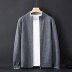 Riku - Men's Cashmere Zip Cardigan with Ribbed Trim