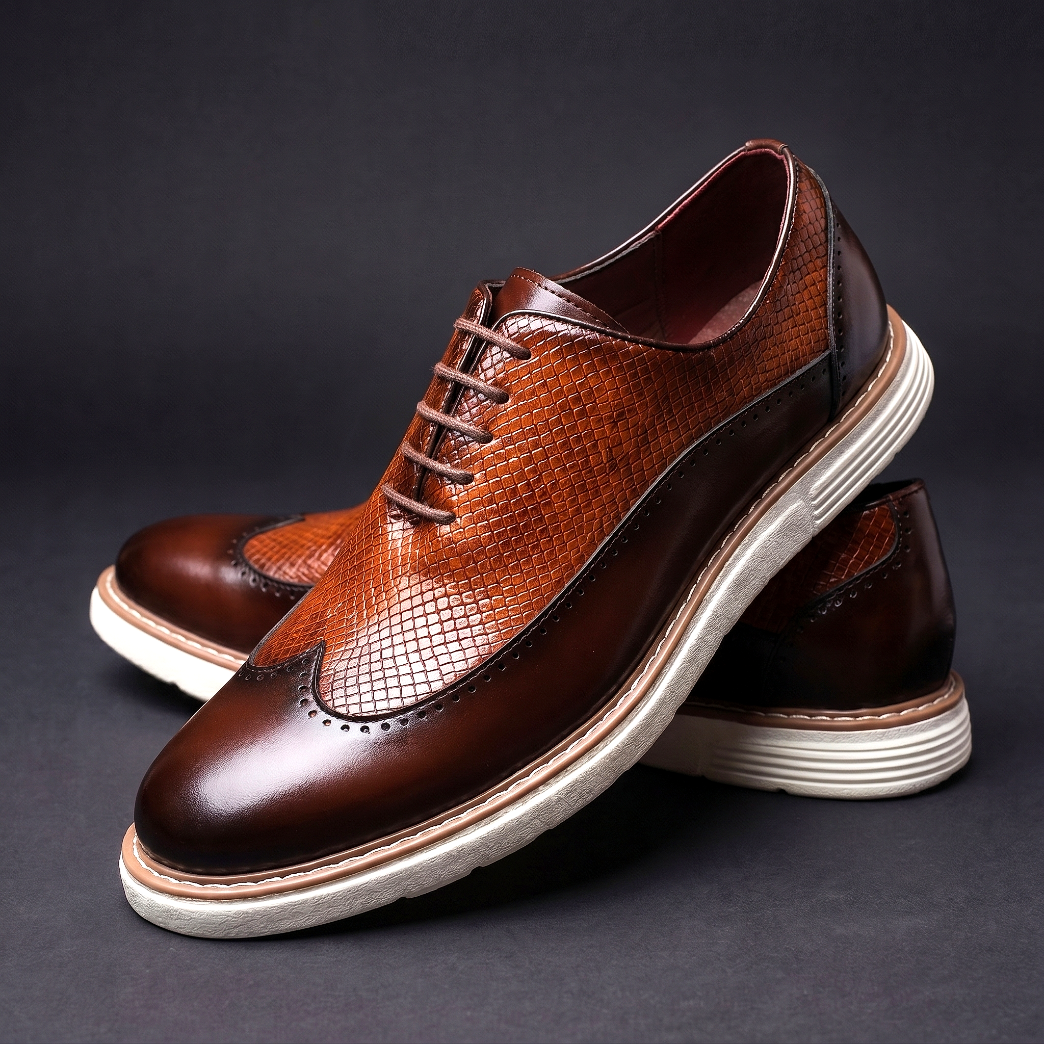 Rodger - Men's Lace-Up Oxfords with Textured Leather