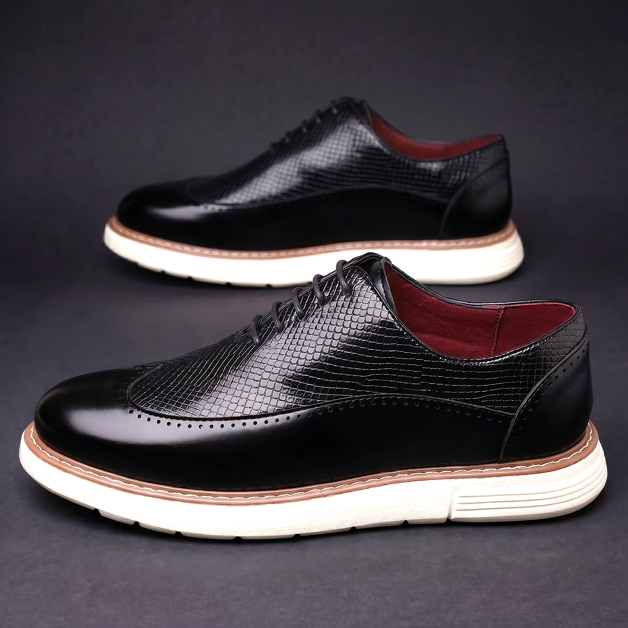 Rodger - Men's Lace-Up Oxfords with Textured Leather