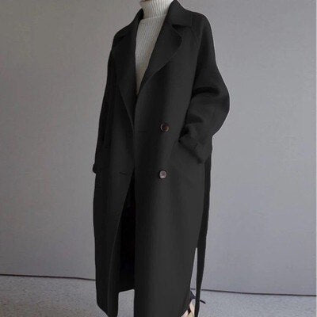 Romina - Women's Double-Breasted Wool Coat with Angled Lapels
