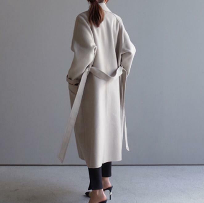 Romina - Women's Double-Breasted Wool Coat with Angled Lapels