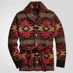 Ronan - Men's Shawl Collar Cardigan with Southwestern Geometric Knit