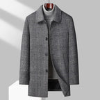 Ryker - Men's Brushed Wool Plaid Overcoat with Notch Lapels