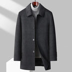 Ryker - Men's Brushed Wool Plaid Overcoat with Notch Lapels