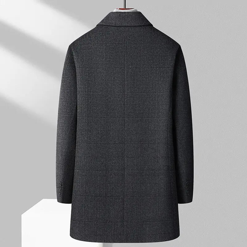 Ryker - Men's Brushed Wool Plaid Overcoat with Notch Lapels