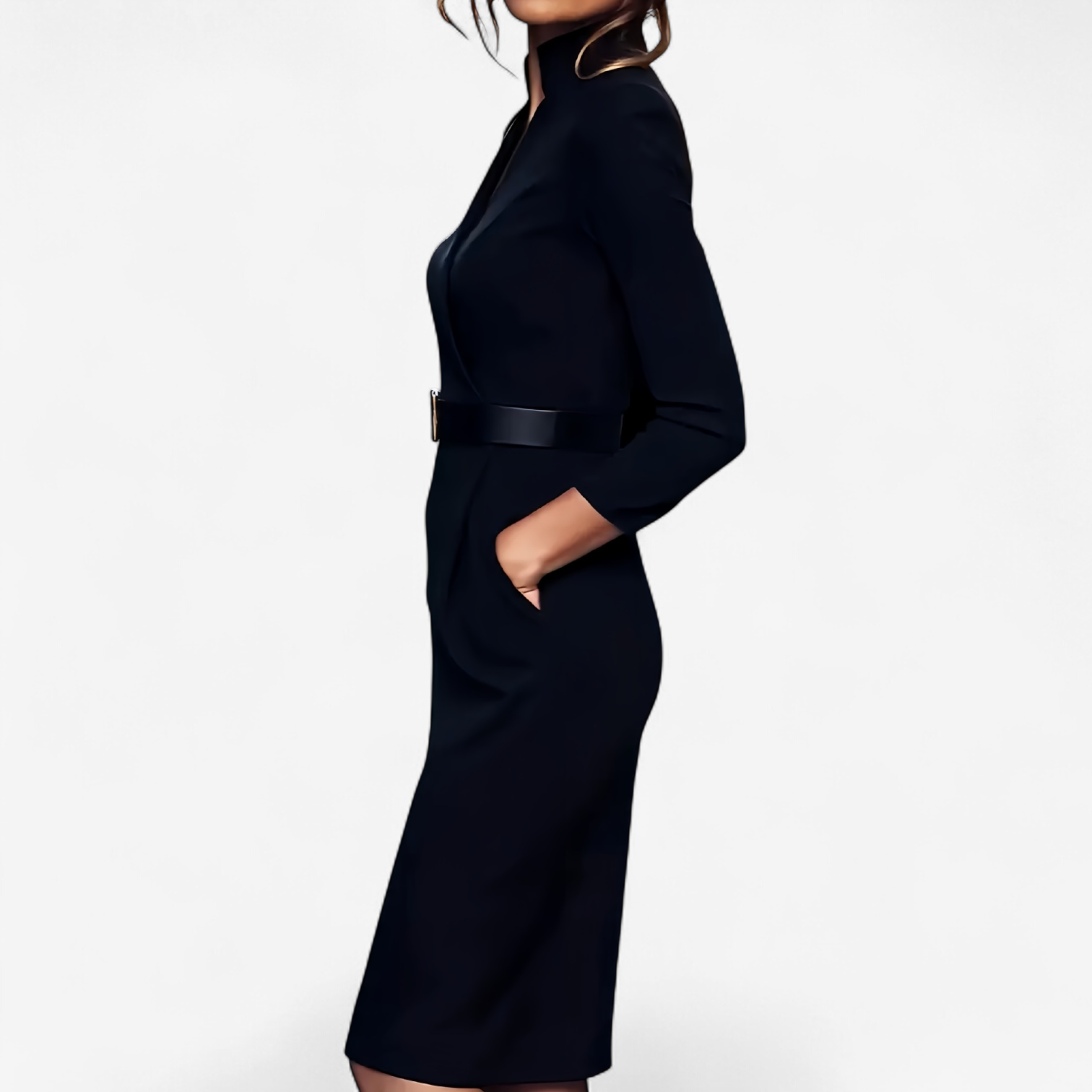 Sabrina - Women's Belted Wrap Dress with Three-Quarter Sleeves