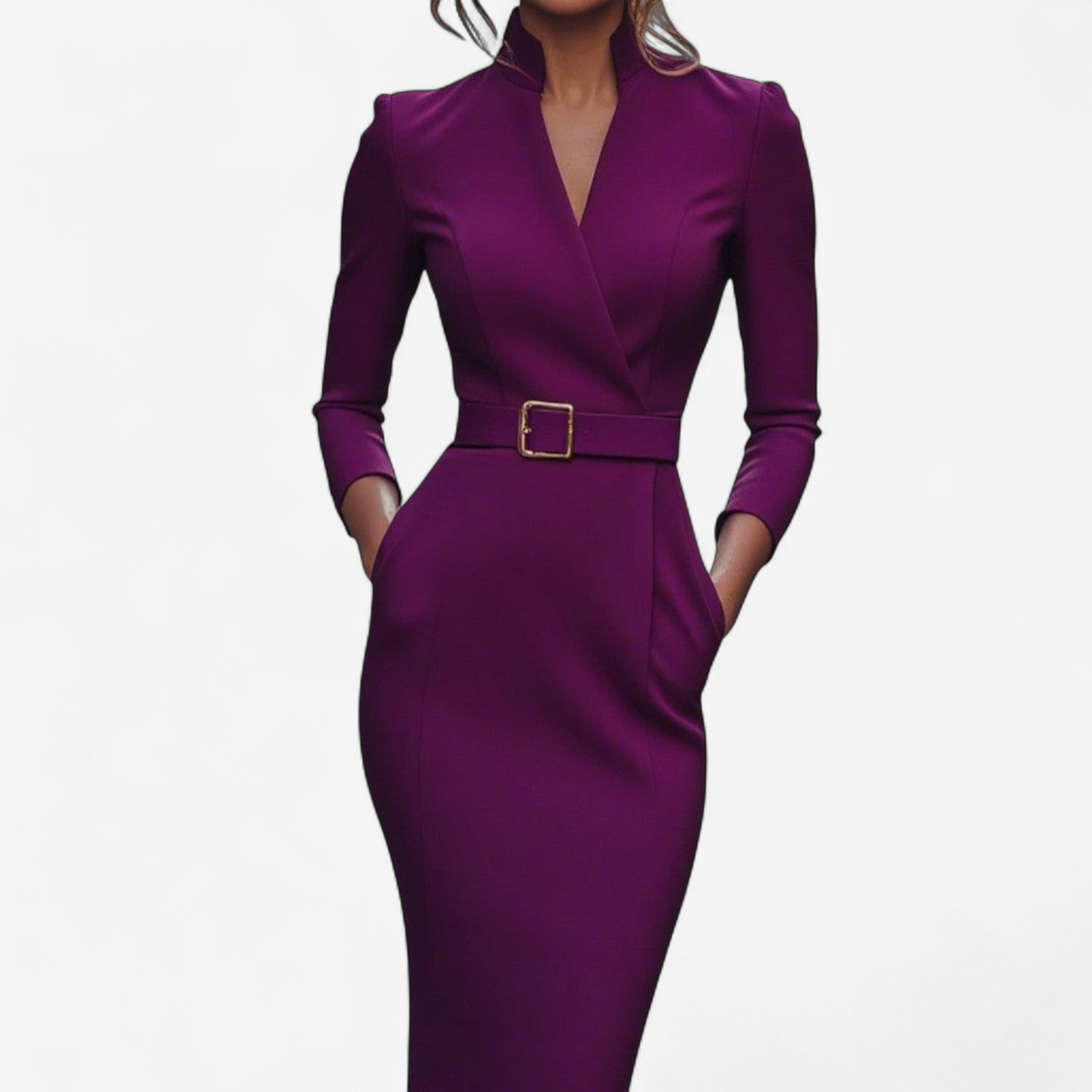 Sabrina - Women's Belted Wrap Dress with Three-Quarter Sleeves