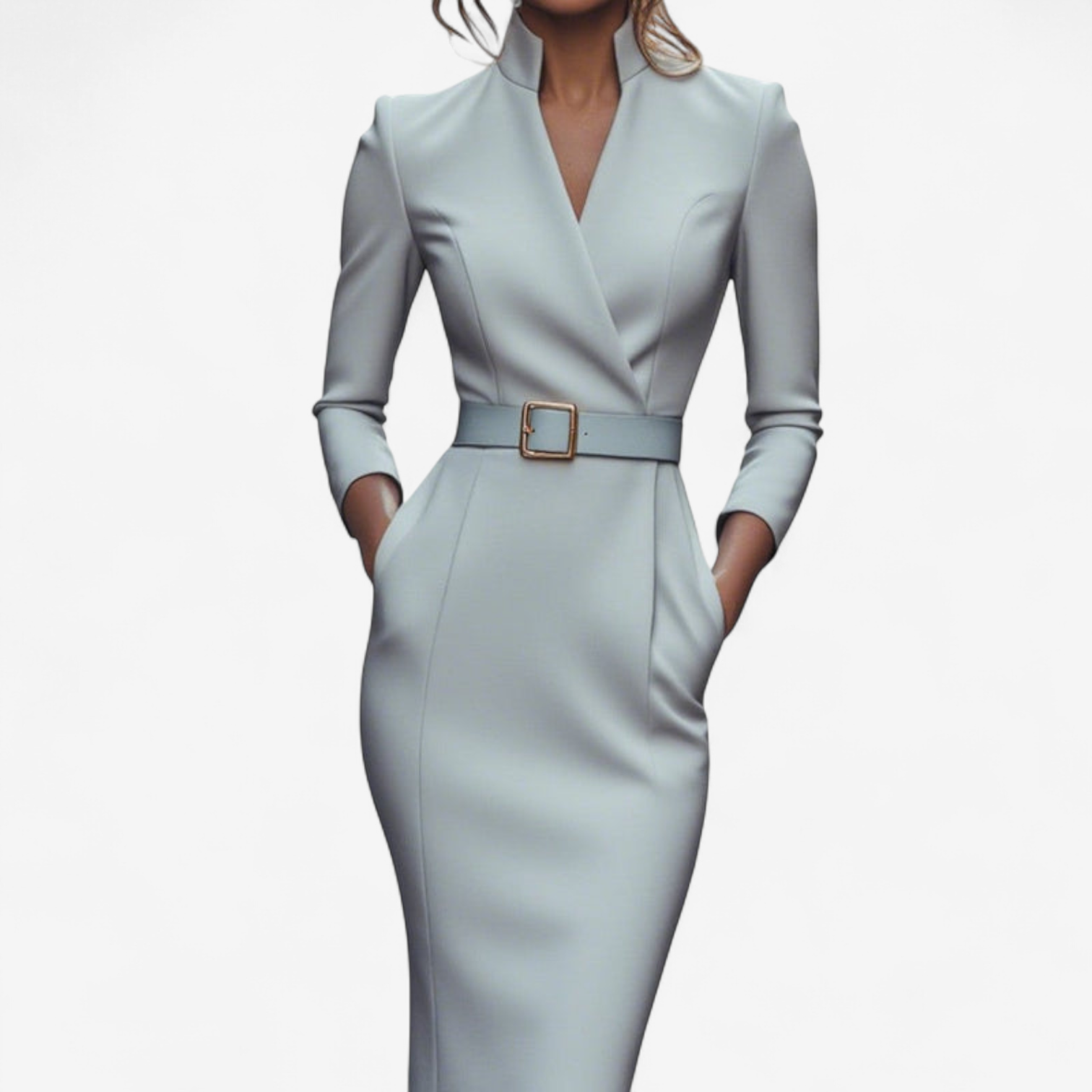 Sabrina - Women's Belted Wrap Dress with Three-Quarter Sleeves