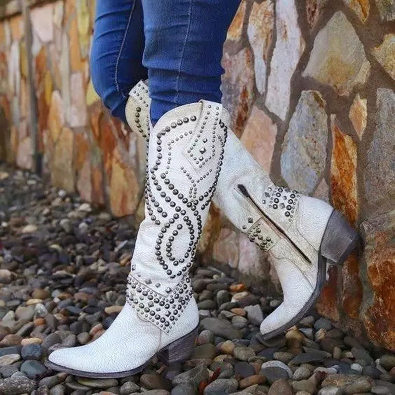 Sadie - Women's Studded Cowboy Knee-High Boots