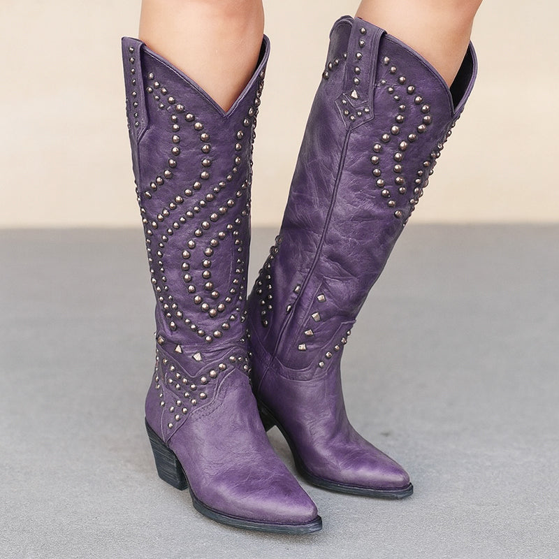 Sadie - Women's Studded Cowboy Knee-High Boots