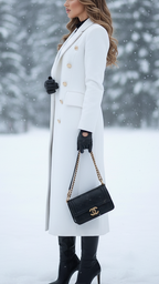 Sandara- Women's Double-Breasted Longline Coat with Gold Buttons