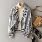 Serenity - Women's Double-Breasted Houndstooth Blazer