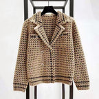 Serenity - Women's Double-Breasted Houndstooth Blazer