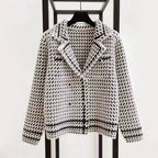 Serenity - Women's Double-Breasted Houndstooth Blazer