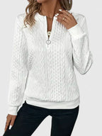 Sienna - Women's Cable-Knit Sweater with Front Zip