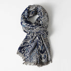 Stockholm - Patterned Woven Scarf with Fringe Trim