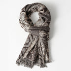 Stockholm - Patterned Woven Scarf with Fringe Trim