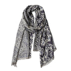 Stockholm - Patterned Woven Scarf with Fringe Trim