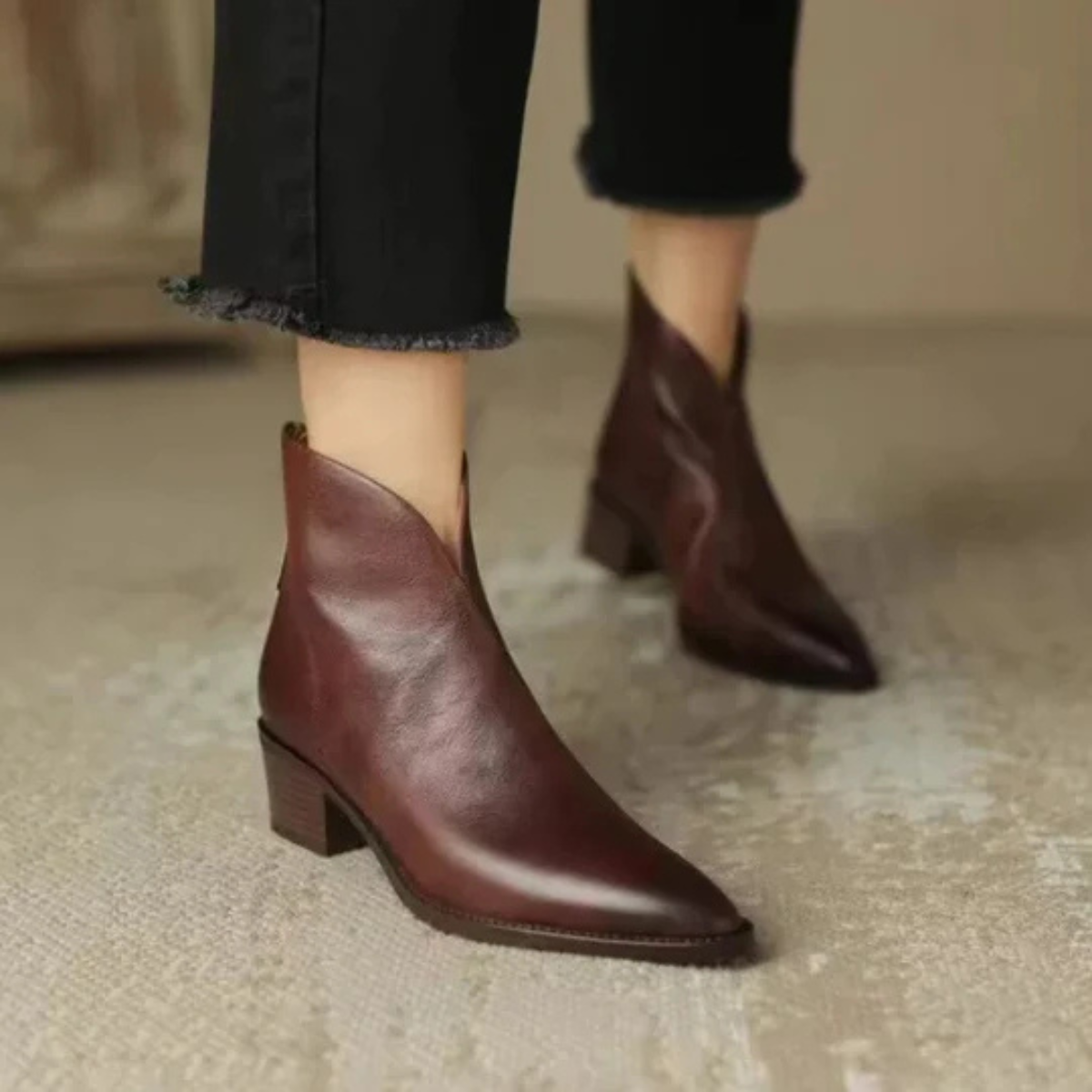 Thalia - Women's Pointed-Toe Ankle Boots with Stacked Heel