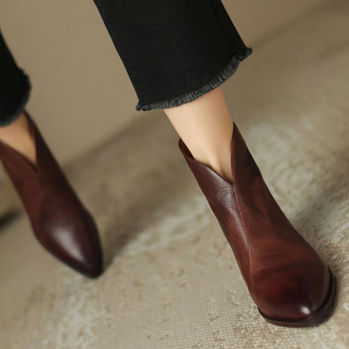 Thalia - Women's Pointed-Toe Ankle Boots with Stacked Heel