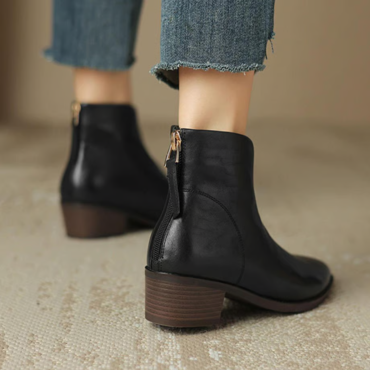 Thalia - Women's Pointed-Toe Ankle Boots with Stacked Heel