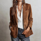 Tiffany - Women's Two-Button Faux Suede Blazer with Notch Lapels