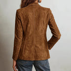 Tiffany - Women's Two-Button Faux Suede Blazer with Notch Lapels