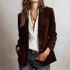 Tiffany - Women's Two-Button Faux Suede Blazer with Notch Lapels