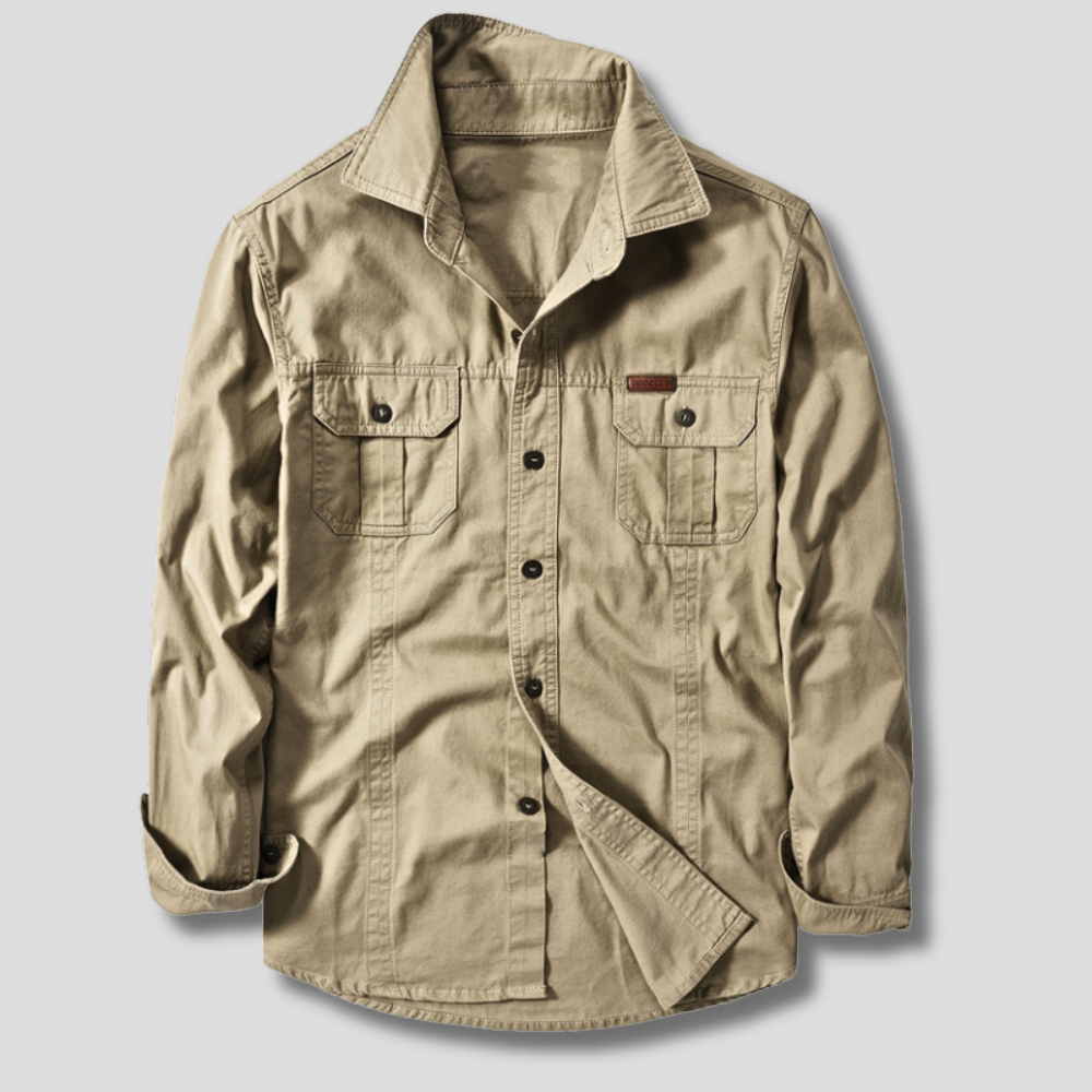 Tobias - Men's Cotton Canvas Cargo Shirt with Chest Pockets