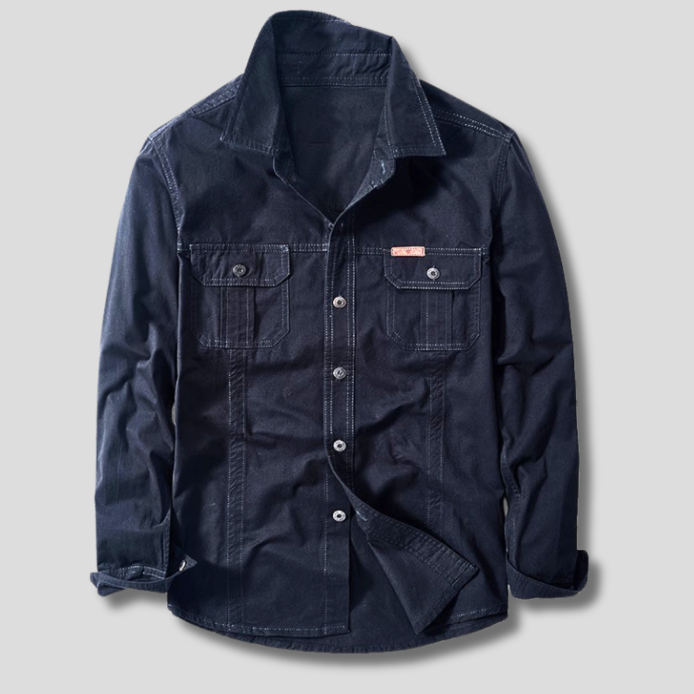 Tobias - Men's Cotton Canvas Cargo Shirt with Chest Pockets