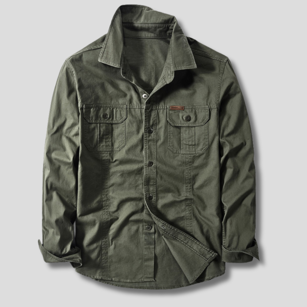 Tobias - Men's Cotton Canvas Cargo Shirt with Chest Pockets