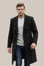 Tristan - Men's Double-Breasted Overcoat with Notch Lapels
