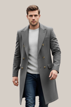 Tristan - Men's Double-Breasted Overcoat with Notch Lapels