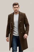 Tristan - Men's Double-Breasted Overcoat with Notch Lapels