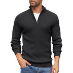 Tyron - Men's Quarter-Zip Mock Neck Vertical Ribbed Sweater